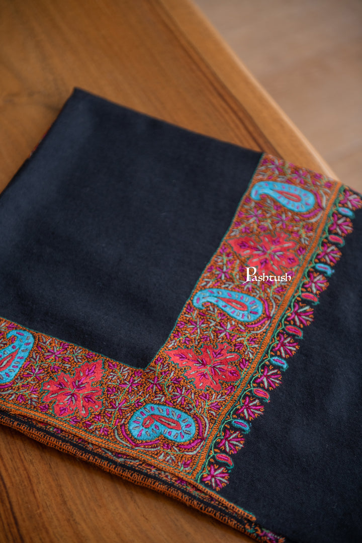 Pashtush Womens Pure Pashmina Shawl, Black