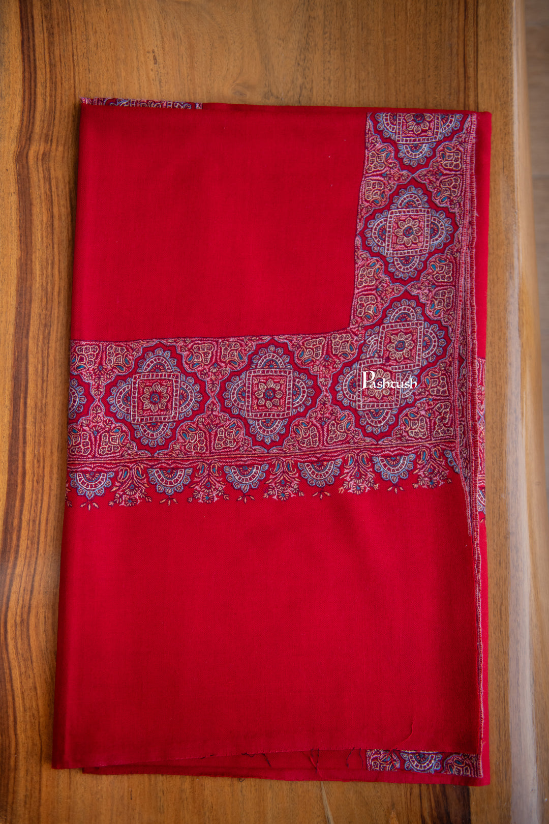 Pashtush Womens Pure Pashmina Shawl, Red