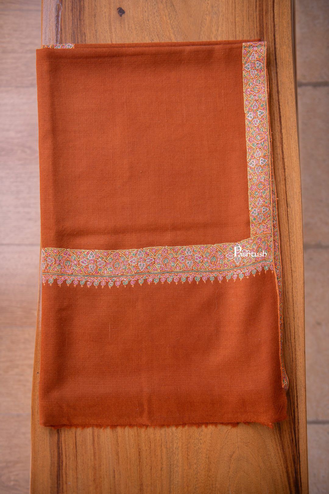 Pashtush Womens Pure Pashmina Shawl, Orange