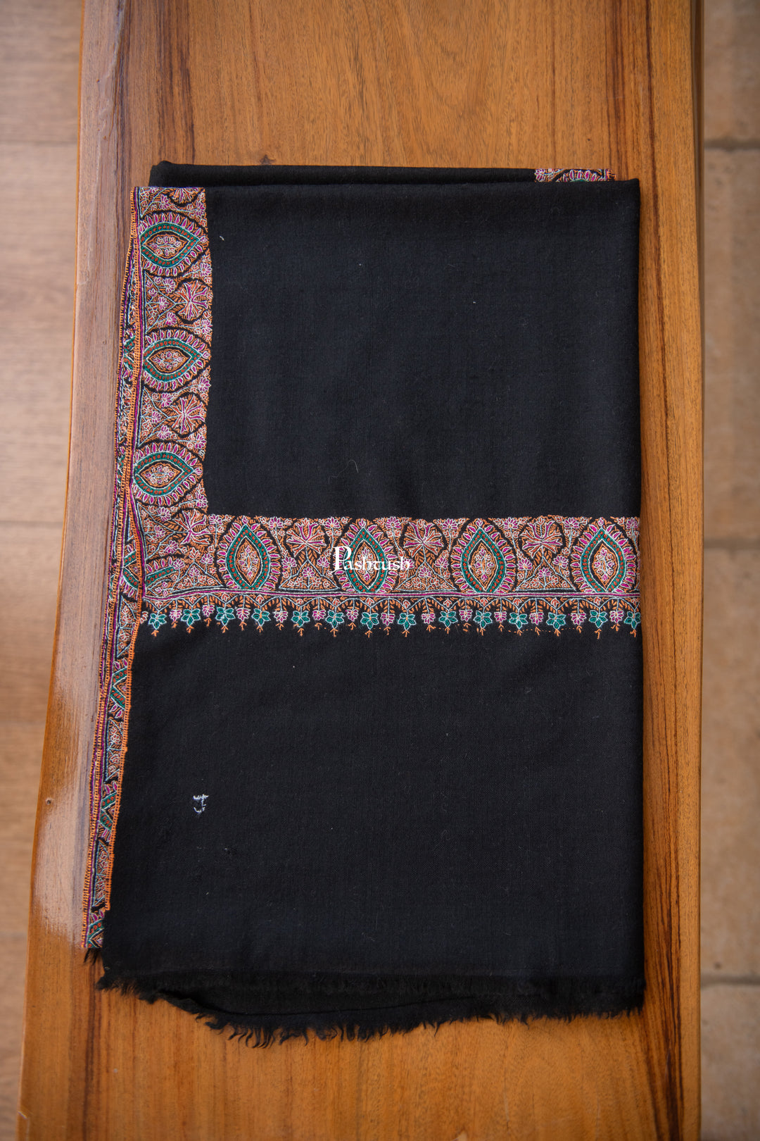 Pashtush Womens Pure Pashmina Shawl, Black