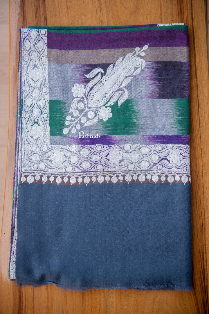 Pashtush Womens Pure Pashmina Shawl, Navy Blue