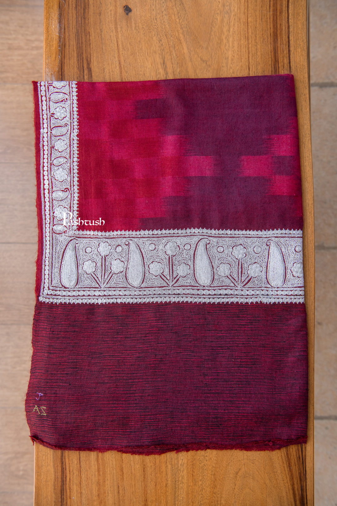 Pashtush Womens Pure Pashmina Shawl, Maroon
