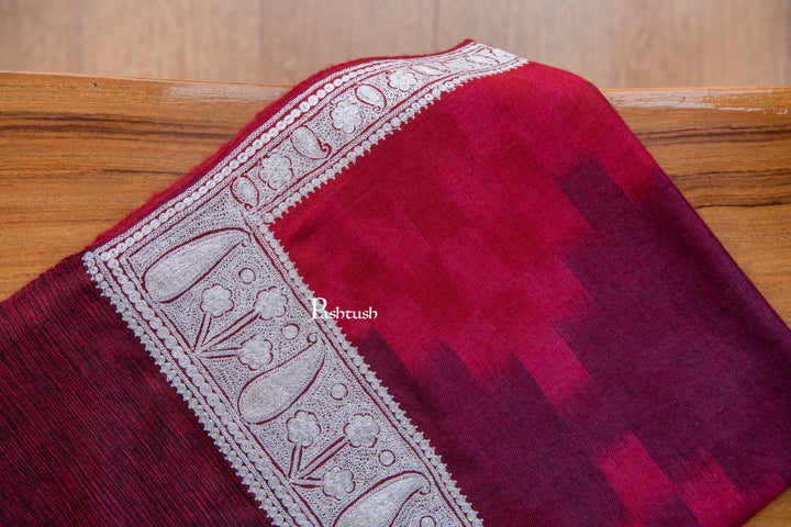 Pashtush Womens Pure Pashmina Shawl, Maroon