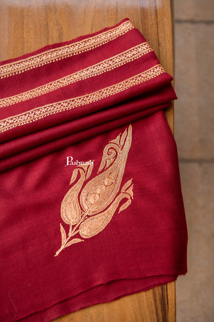 Pashtush Womens Pure Pashmina Shawl, Maroon