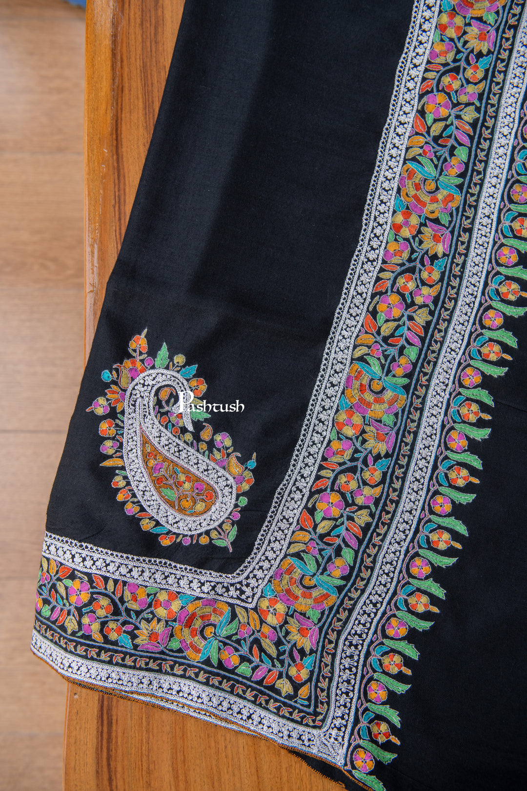 Pashtush Womens Pure Pashmina Shawl, Black