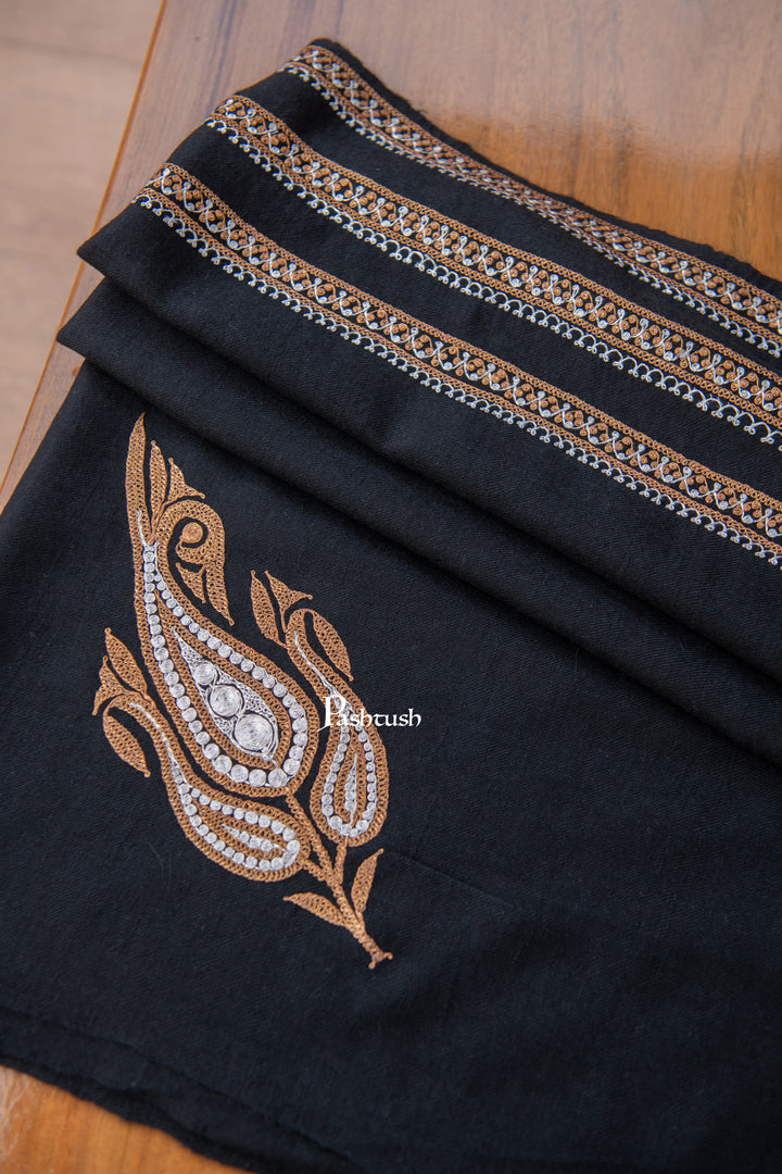 Pashtush Womens Pure Pashmina Shawl, Black