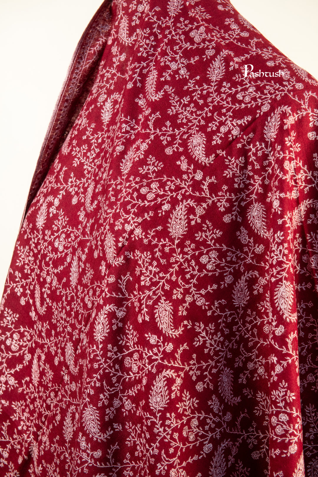 Pashtush Womens Pure Pashmina Shawl, Maroon