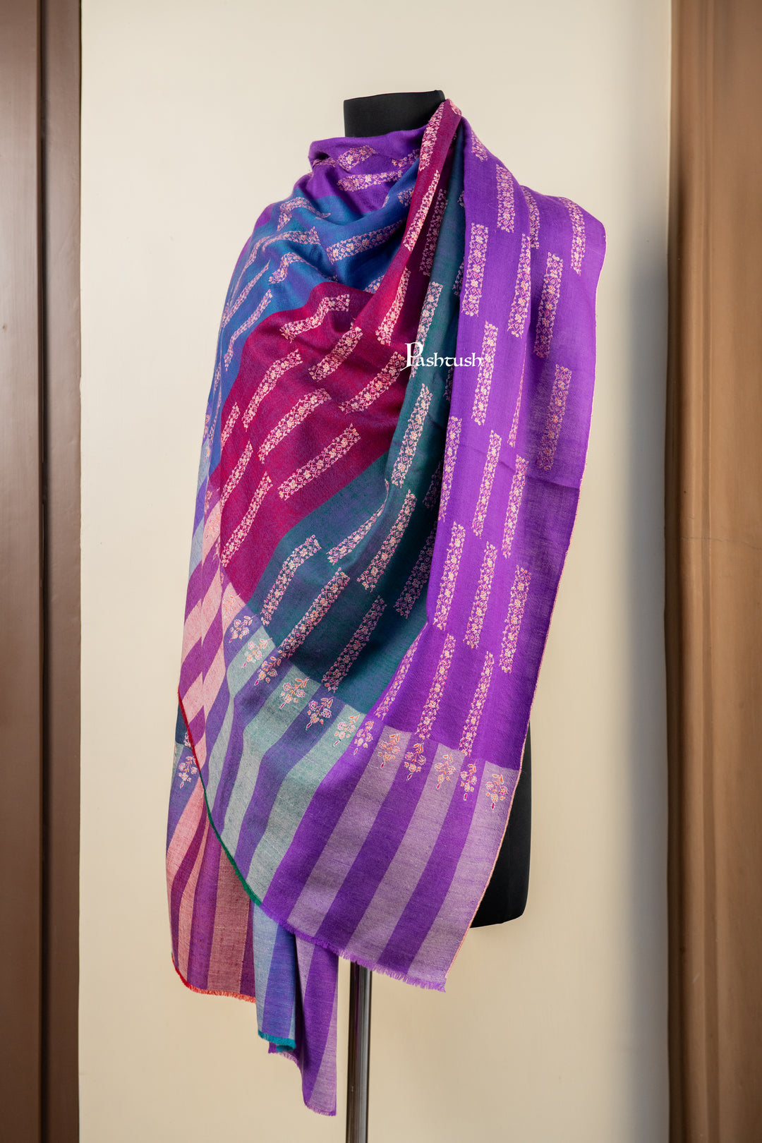 Pashtush Womens Pure Pashmina Shawl, Multicolour