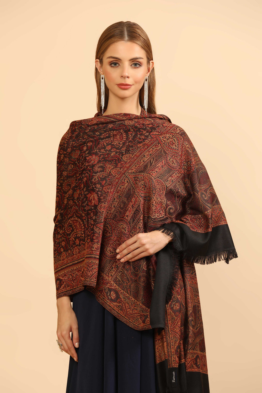 Pashtush India Gift Pack Pashtush Gift Set of Jamawar Stole with Phool Star Diya, Premium Gift Box Packaging