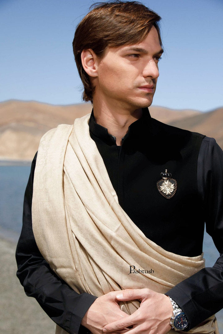 Pashtush India Gift Pack Pashtush His and Her Gift Set of 100% Pure Wool Shawl and Stole, Premium Gift Box Packaging, Beige and Mustard