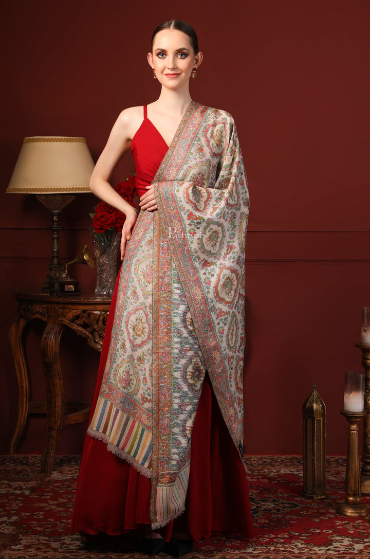 Pashtush India Gift Pack Pashtush His and Her Gift Set of 100% Pure Wool Stoles, Black and Multicoloured, Packaged in Keepsake Wooden Chester Gift Box