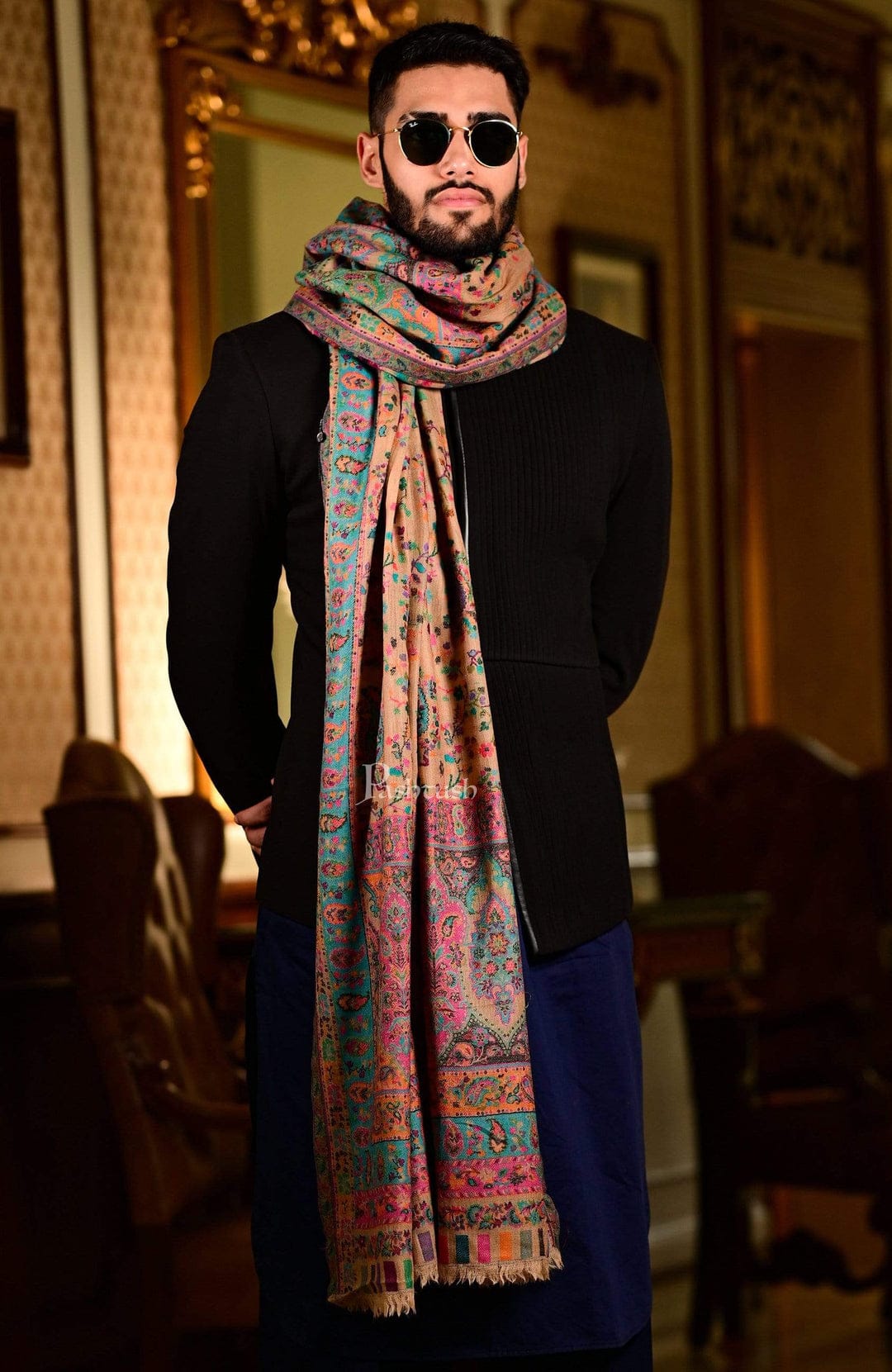 Pashtush India Gift Pack Pashtush His and Her Gift Set of 100% Pure Wool Stoles, Multicoloured, Packaged in Keepsake Wooden Chester Gift Box