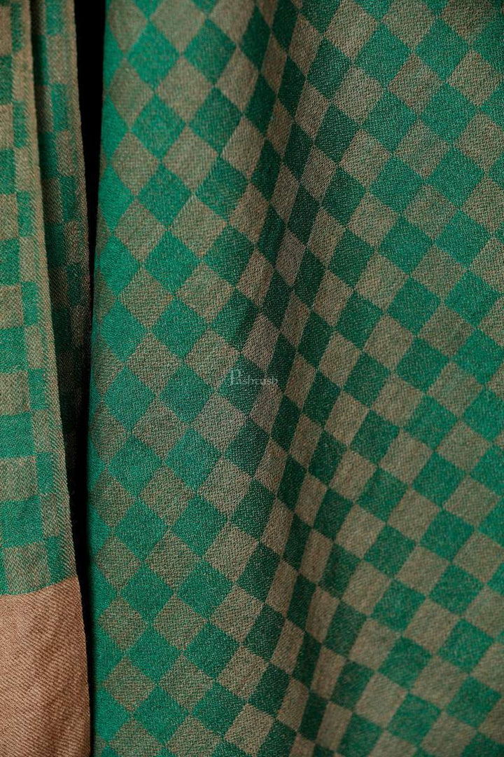 Pashtush India Gift Pack Pashtush His And Her Gift Set Of Checkered Stole And Embroidery Shawl With Premium Gift Box Packaging, Bottle Green and Beige