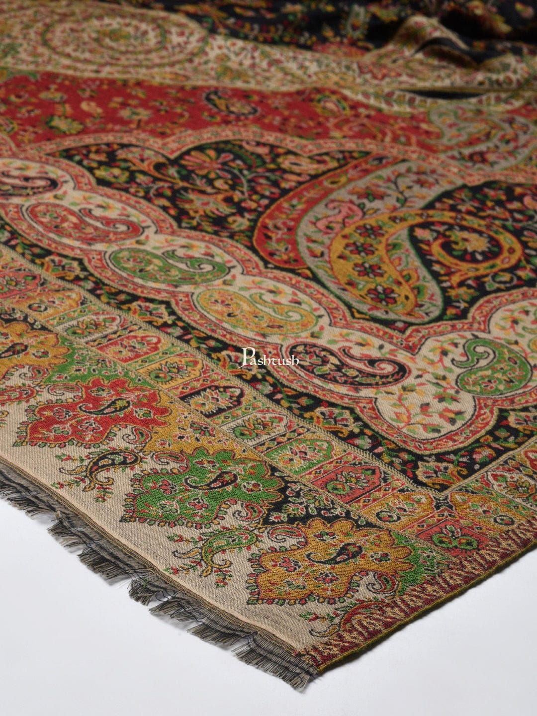 Pashtush India Gift Pack Pashtush His and Her Gift Set of Extra Fine Wool Shawls, Taupe and Multicolour, Packaged in Keepsake Wooden Chester Gift Box