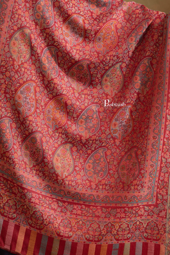 Pashtush India Gift Pack Pashtush His and Her Gift Set of Extra Fine Wool Stoles, Taupe and Maroon, Packaged in Keepsake Wooden Chester Gift Box
