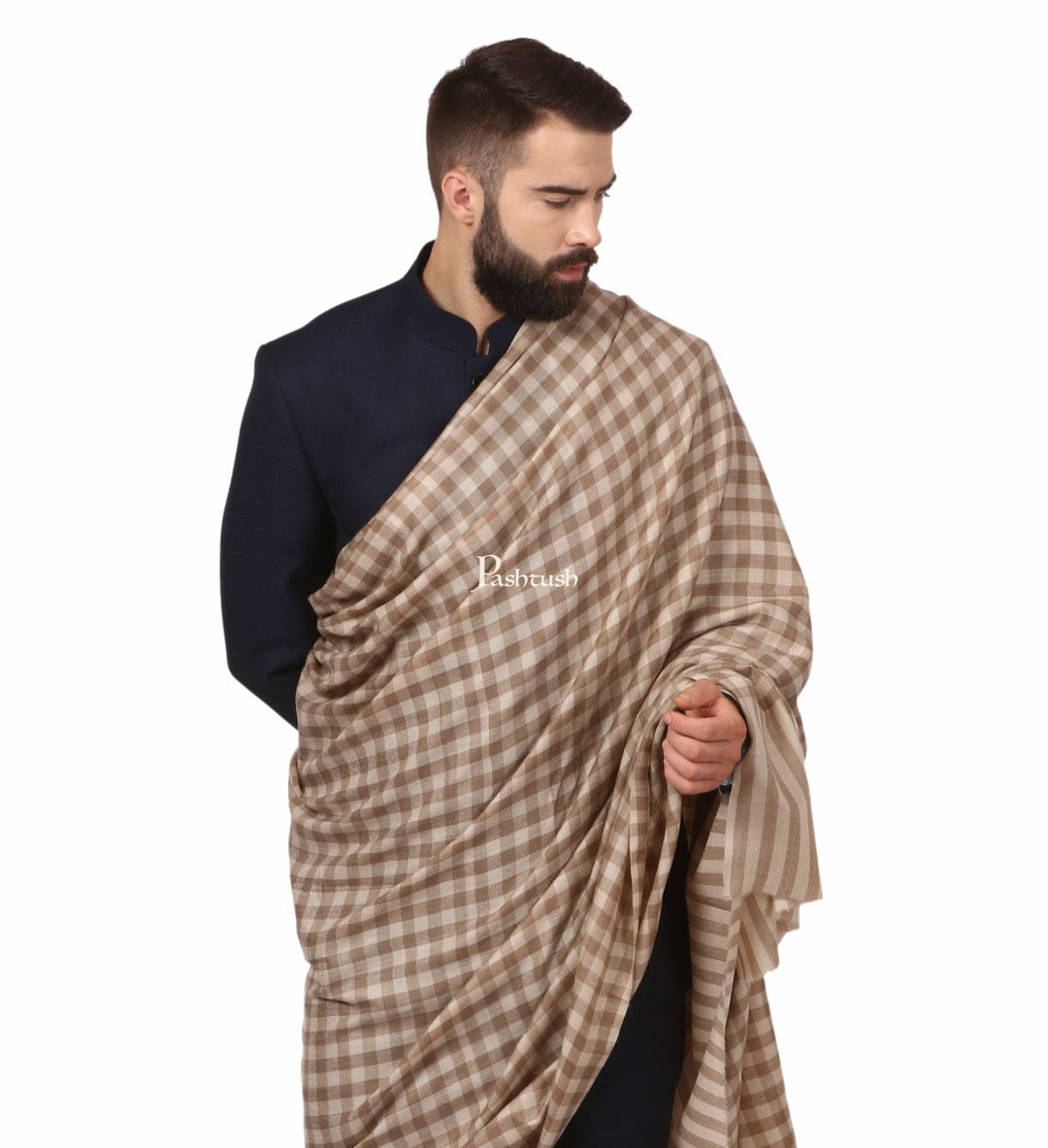 Pashtush India Gift Pack Pashtush His And Her Gift Set of Fine Wool Shawls, Premium Gift Box Packaging, Beige and Green