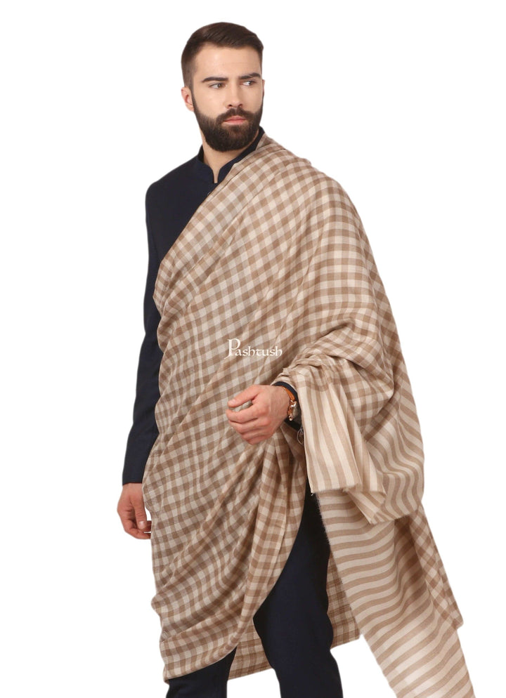 Pashtush India Gift Pack Pashtush His And Her Gift Set of Fine Wool Shawls, Premium Gift Box Packaging, Beige and Green