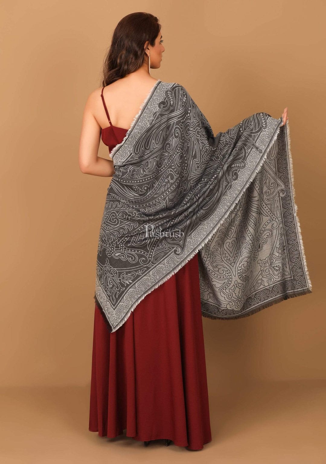 Pashtush India Gift Pack Pashtush His and Her Gift Set of Fine Wool Stole and Womens Bamboo Stole, Multicolour and Black, Packaged in Keepsake Wooden Chester Gift Box