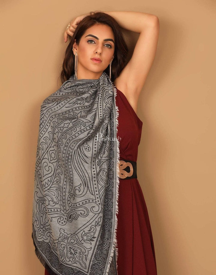 Pashtush India Gift Pack Pashtush His and Her Gift Set of Fine Wool Stole and Womens Bamboo Stole, Multicolour and Black, Packaged in Keepsake Wooden Chester Gift Box