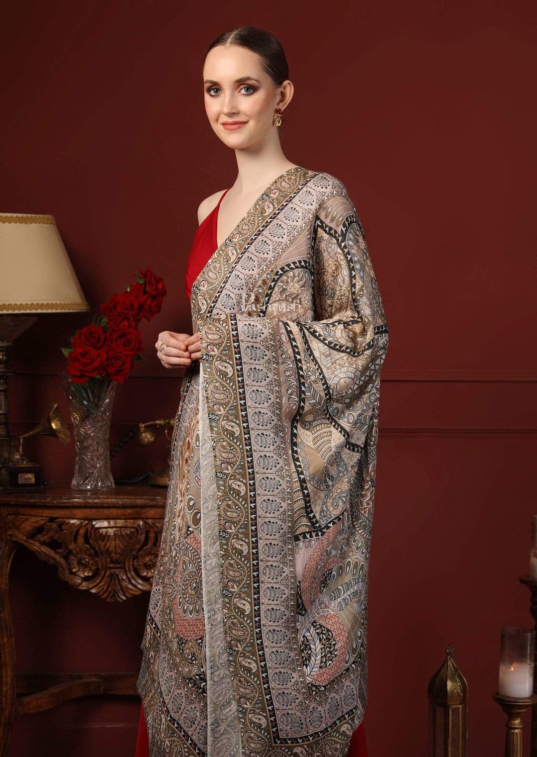 Pashtush India Gift Pack Pashtush His and Her Gift Set of Fine Wool Stole and Womens Bamboo Stole, Multicoloured, Packaged in Keepsake Wooden Chester Gift Box