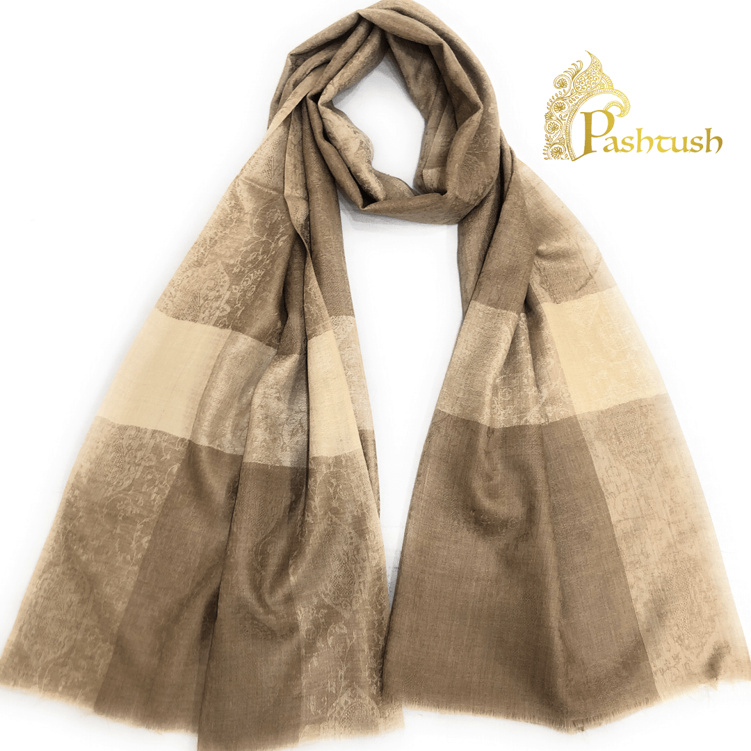 Pashtush India Gift Pack Pashtush His and Her Gift Set of Fine Wool Stoles, Beige and Black, Packaged in Keepsake Wooden Chester Gift Box