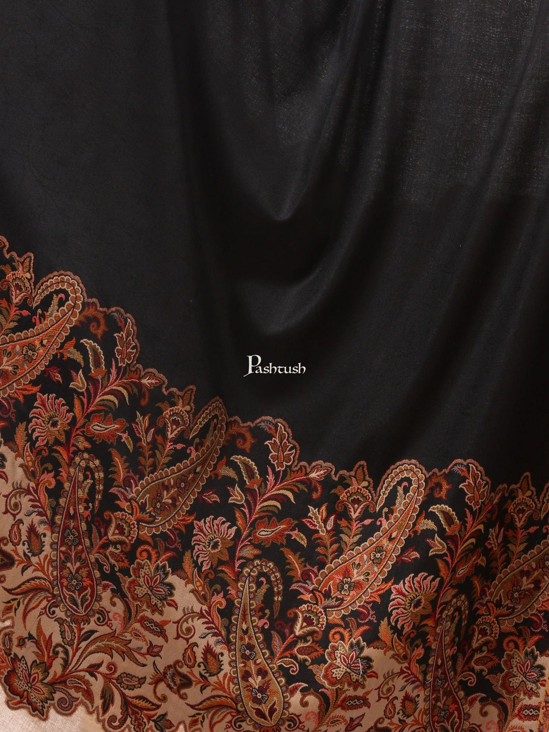 Pashtush India Gift Pack Pashtush His And Her Gift Set of Mens 100% Pure Wool Lohi and Womens Jacquard Palla Shawl, Premium Gift Box Packaging, Beige and Black