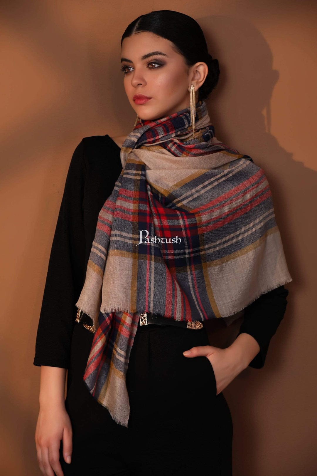 Pashtush India Gift Pack Pashtush His And Her Gift Set of Mens Bamboo Stole and Womens Cashmere Stole, Premium Gift Box Packaging, Multicolour