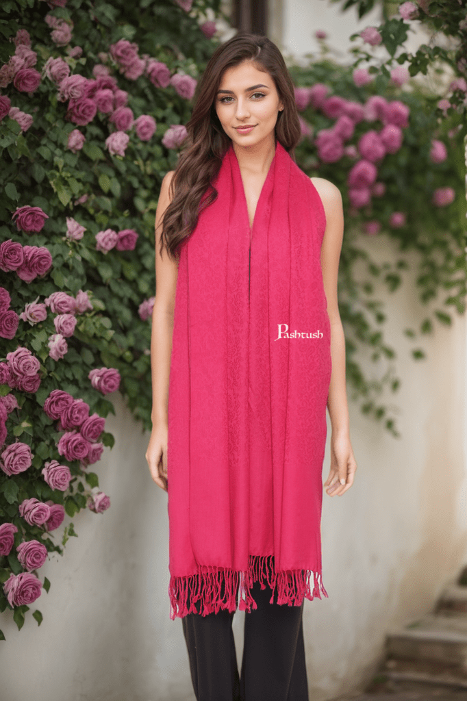 Pashtush India Gift Pack Pashtush His and Her Gift Set of Mens Bamboo Stole and Womens Fine Wool Stole, Multicoloured and Neo Pink, Packaged in Keepsake Wooden Chester Gift Box