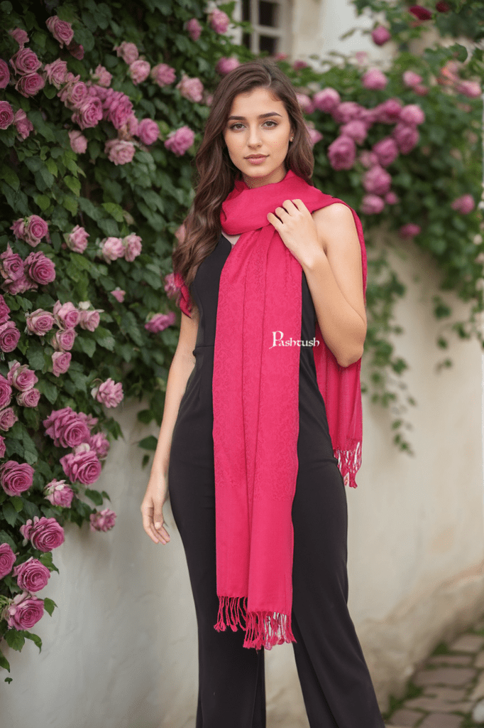 Pashtush India Gift Pack Pashtush His and Her Gift Set of Mens Bamboo Stole and Womens Fine Wool Stole, Multicoloured and Neo Pink, Packaged in Keepsake Wooden Chester Gift Box