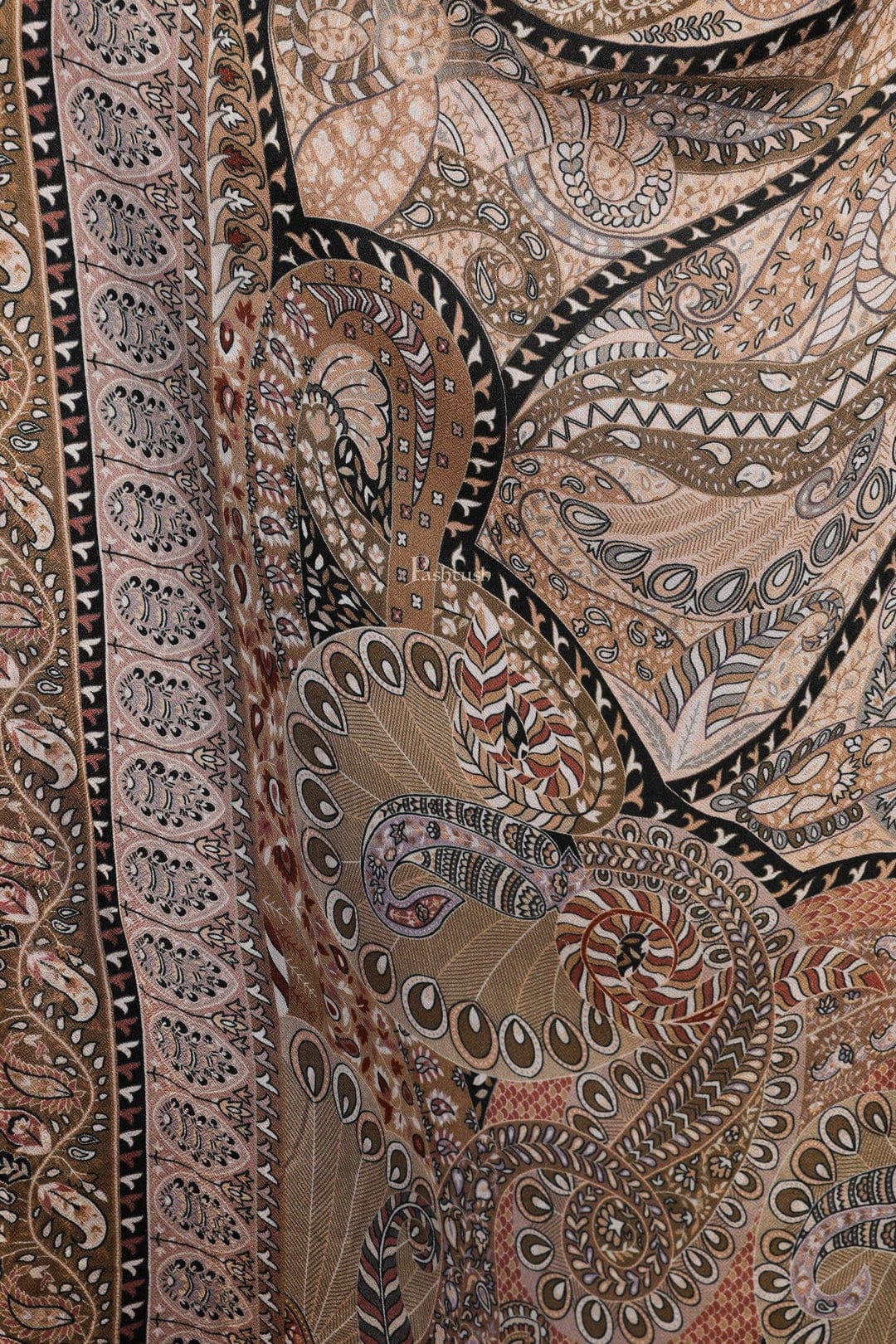 Pashtush India Gift Pack Pashtush His and Her Gift Set of Mens Fine Wool Shawl and Womens Bamboo Stole, Beige and Multicoloured, Packaged in Keepsake Wooden Chester Gift Box