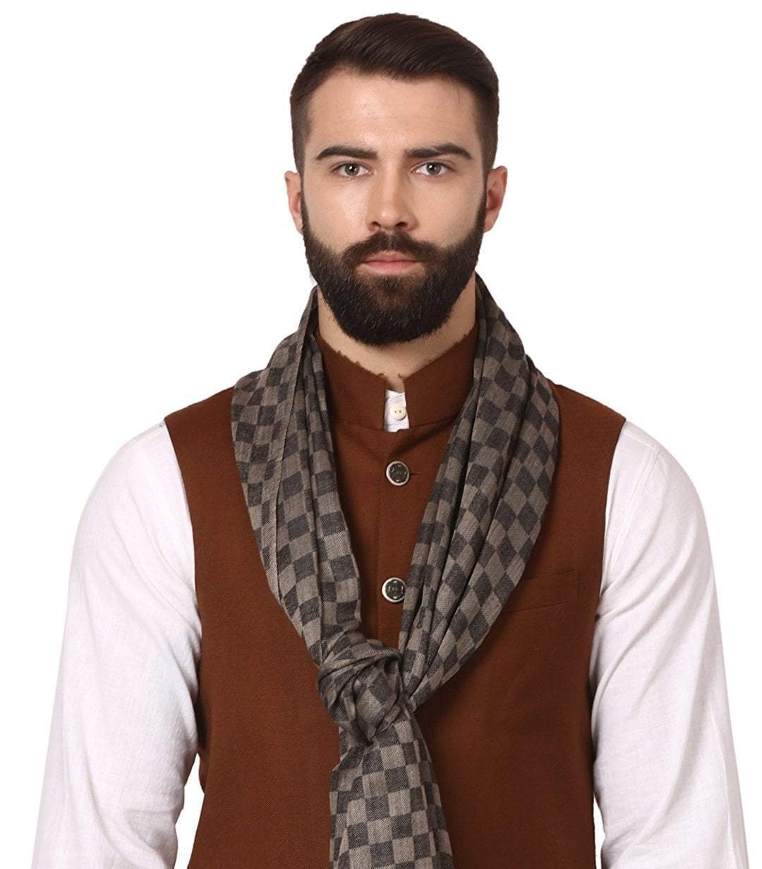 Pashtush India Gift Pack Pashtush His and Her Gift Set of Mens Fine Wool Stole and Womens Bamboo Stole, Black and Multicoloured, Packaged in Keepsake Wooden Chester Gift Box