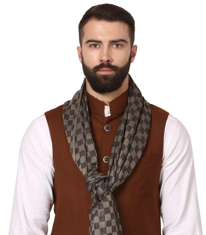 Pashtush India Gift Pack Pashtush His and Her Gift Set of Mens Fine Wool Stole and Womens Bamboo Stole, Black and Multicoloured, Packaged in Keepsake Wooden Chester Gift Box