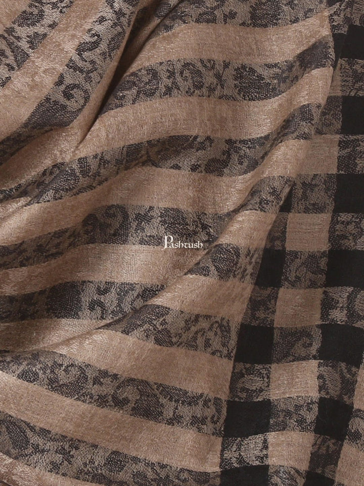 Pashtush India Gift Pack Pashtush His and Her Gift Set of Mens Fine Wool Stole and Womens Bamboo Stole, Black and Multicoloured, Packaged in Keepsake Wooden Chester Gift Box