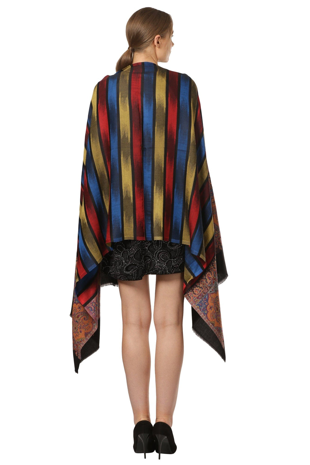 Pashtush India Gift Pack Pashtush His and Her Gift Set of Mens Fine Wool Stole and Womens Bamboo Stole, Black and Multicoloured, Packaged in Keepsake Wooden Chester Gift Box