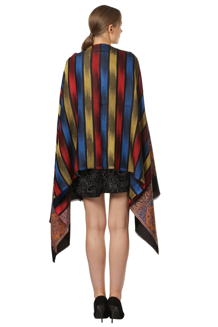 Pashtush India Gift Pack Pashtush His and Her Gift Set of Mens Fine Wool Stole and Womens Bamboo Stole, Black and Multicoloured, Packaged in Keepsake Wooden Chester Gift Box