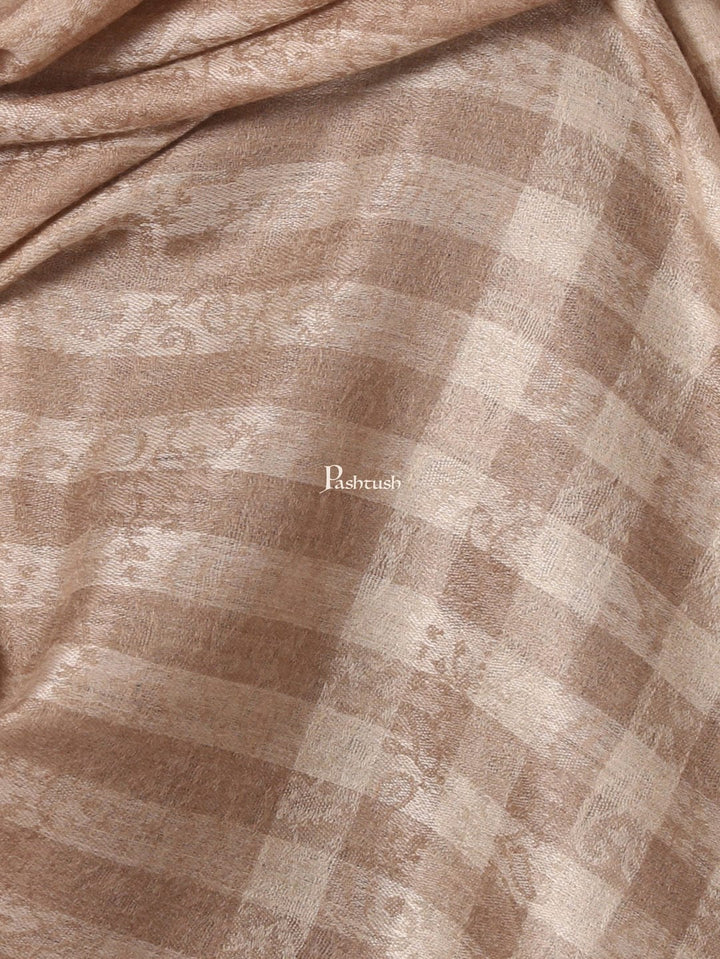 Pashtush India Gift Pack Pashtush His And Her Gift Set of Mens Fine Wool Stole and Womens Jamawar Shawl, Premium Gift Box Packaging, Taupe and Blue