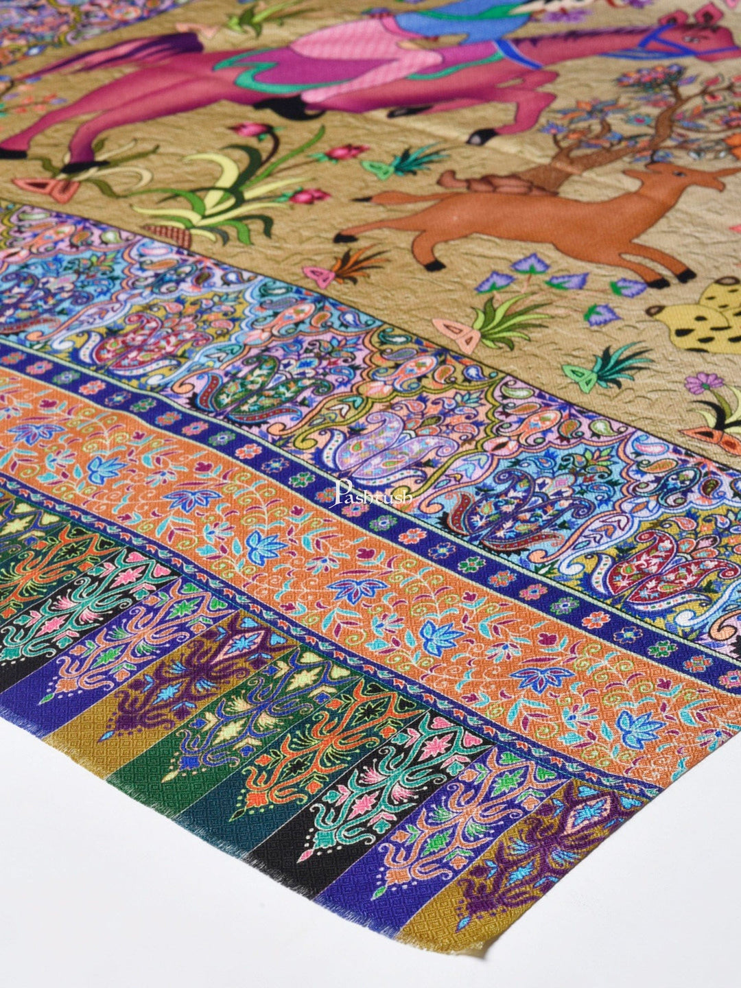 Pashtush India Gift Pack Pashtush His and Her Gift Set of Mens Jamawar Stole and Womens Bamboo Stole, Navy Blue and Multicoloured, Packaged in Keepsake Wooden Chester Gift Box