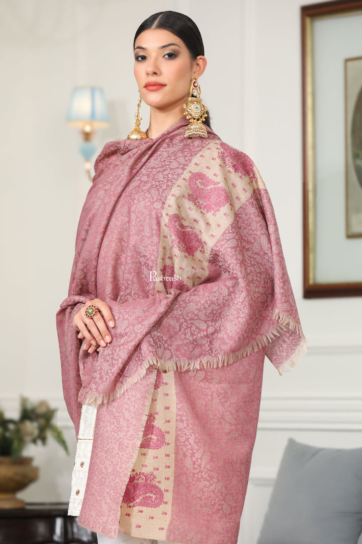 Pashtush India Gift Pack Pashtush His and Her Gift Set of Mens Jamawar Stole and Womens Extra Fine Wool Shawl, Navy Blue and Peel Lilac, Packaged in Keepsake Wooden Chester Gift Box