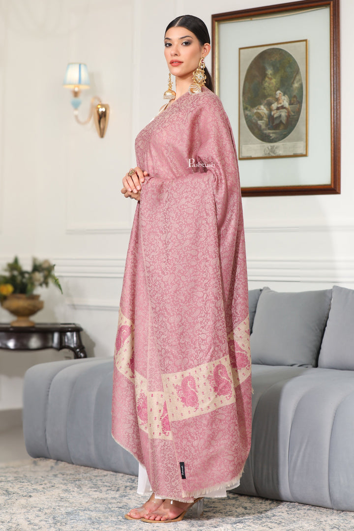 Pashtush India Gift Pack Pashtush His and Her Gift Set of Mens Jamawar Stole and Womens Extra Fine Wool Shawl, Navy Blue and Peel Lilac, Packaged in Keepsake Wooden Chester Gift Box