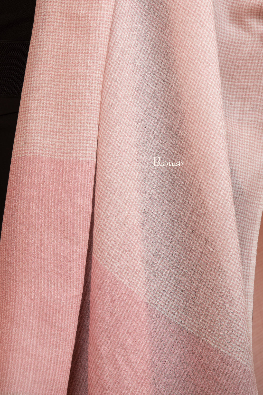 Pashtush India Gift Pack Pashtush His And Her Gift Set Of Silk Wool Stoles With Premium Gift Box Packaging, Houndstooth Weave, Taupe and Soft Pink