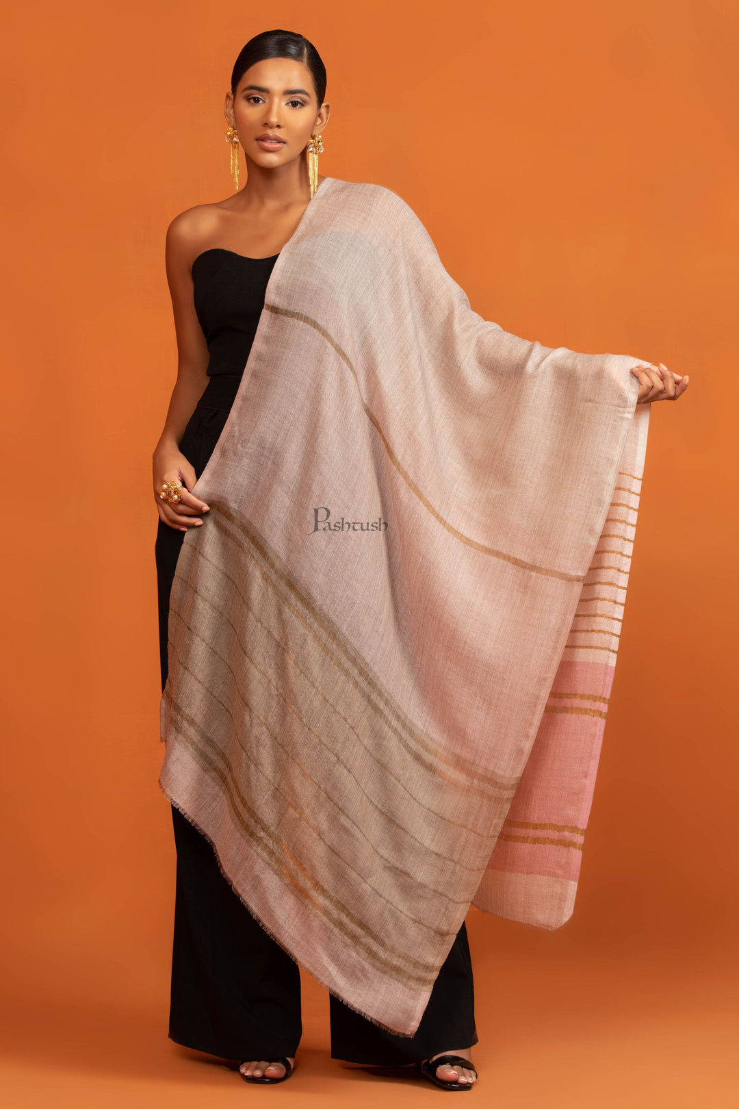 Pashtush India Gift Pack Pashtush His And Her Gift Set Of Twilight Stoles With Premium Gift Box Packaging, Espresso And Pink