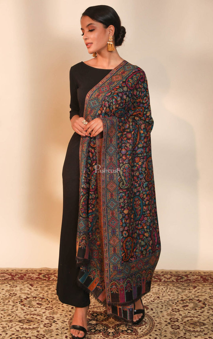 Pashtush India Gift Pack Pashtush His And Her Set Of 100% Pure Wool Shawls, Premium Gift Box Packaging, Beige and Black