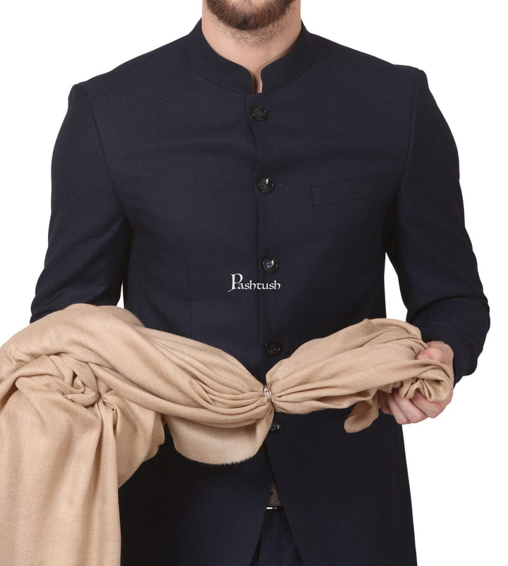 Pashtush India Gift Pack Pashtush His And Her Set Of 100% Pure Wool Shawls, Premium Gift Box Packaging, Beige and Black