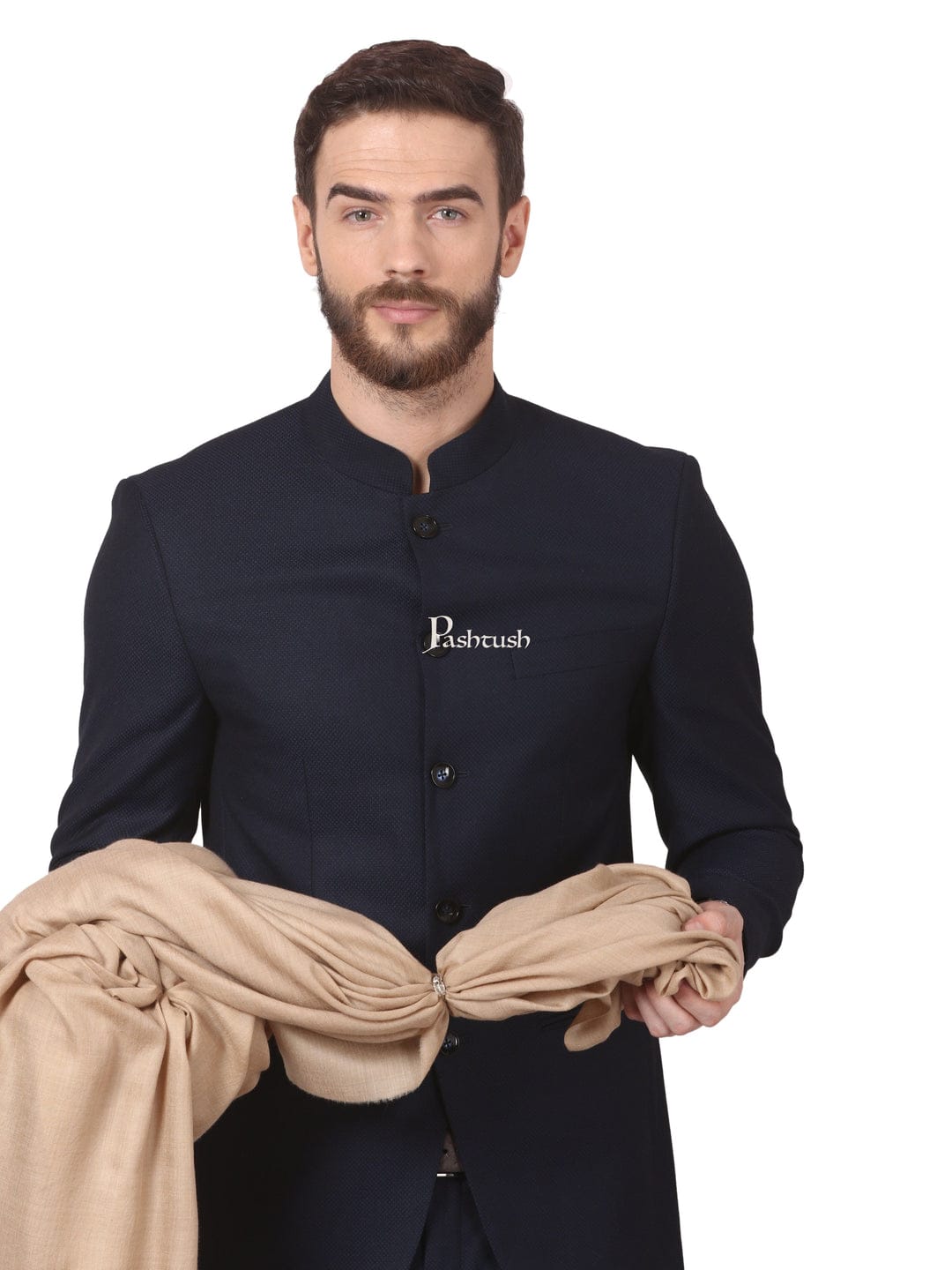 Pashtush India Gift Pack Pashtush His And Her Set Of 100% Pure Wool Shawls, Premium Gift Box Packaging, Beige and Emerald Green