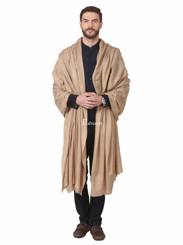 Pashtush India Gift Pack Pashtush His And Her Set Of 100% Pure Wool Shawls, Premium Gift Box Packaging, Beige and Emerald Green