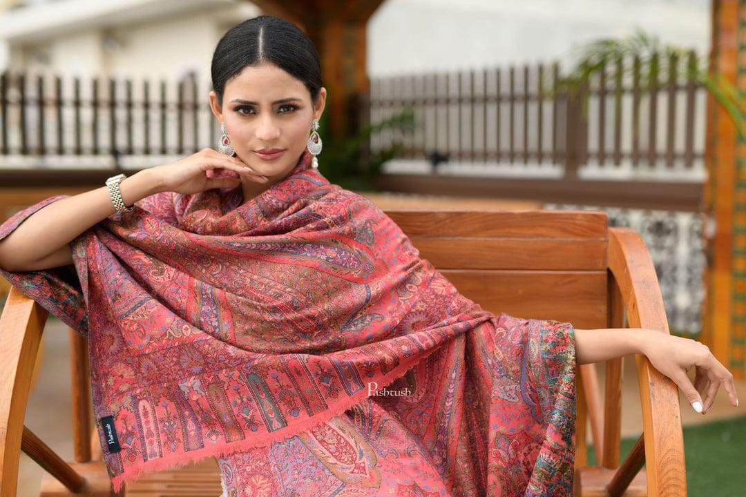 Pashtush India Gift Pack Pashtush His And Her Set Of 100% Pure Wool Shawls, Premium Gift Box Packaging, Beige and Rose