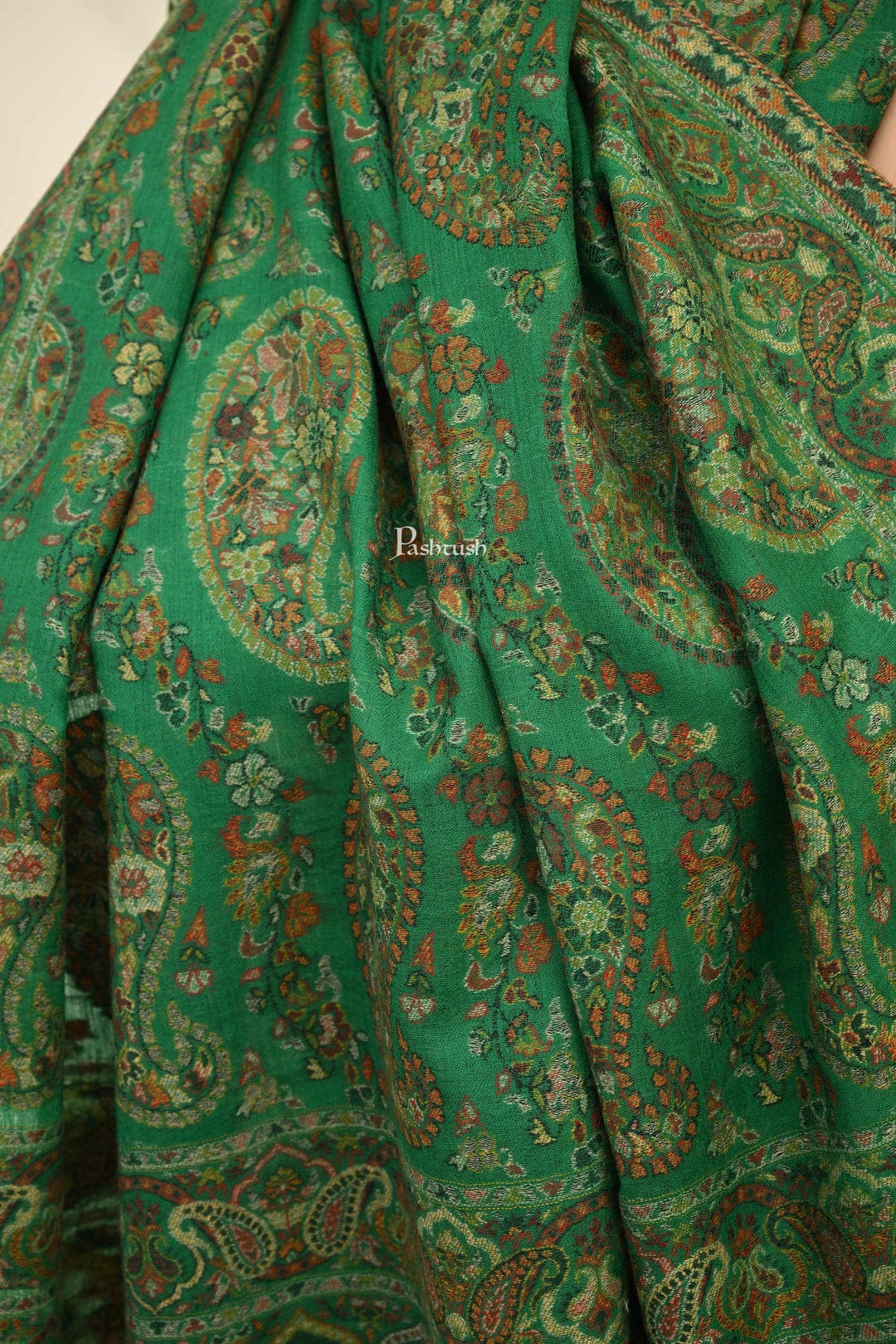 Pashtush India Gift Pack Pashtush His And Her Set Of 100% Pure Wool Shawls, Premium Gift Box Packaging, Taupe and Green