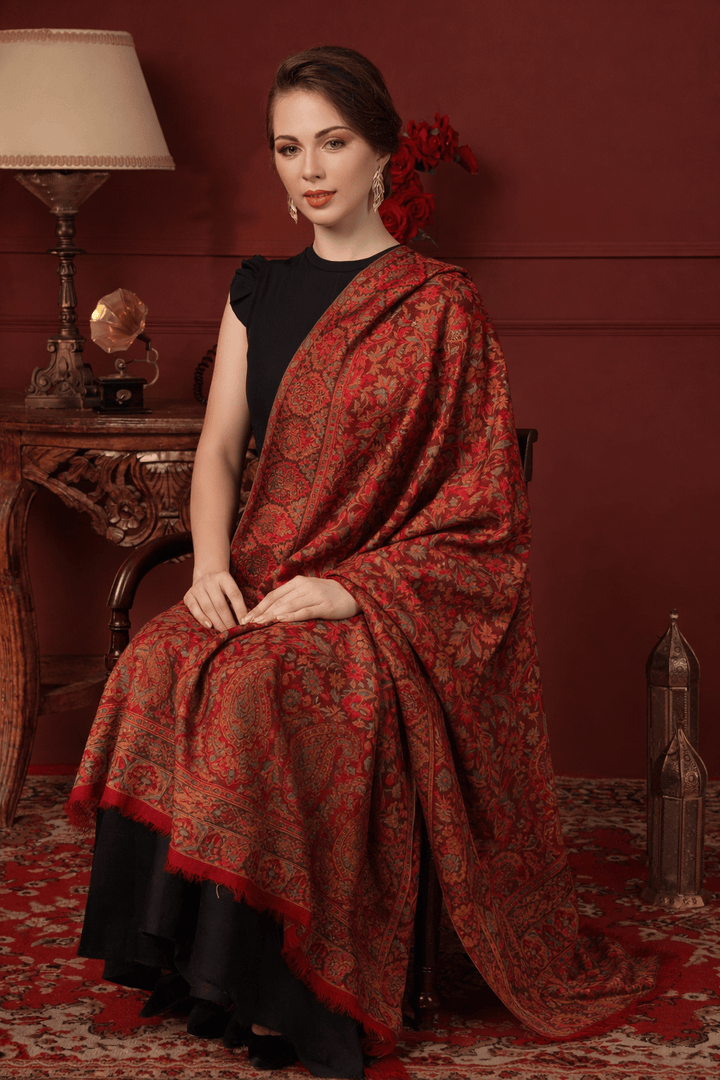 Pashtush India Gift Pack Pashtush His And Her Set Of 100% Pure Wool Shawls, Premium Gift Box Packaging, Taupe and Maroon