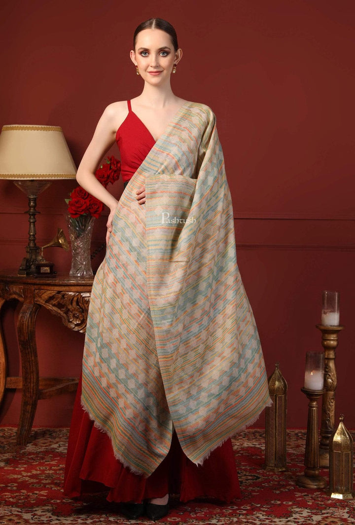 Pashtush India Gift Pack Pashtush His And Her Set Of 100% Pure Wool Stoles, Premium Gift Box Packaging, Multicoloured