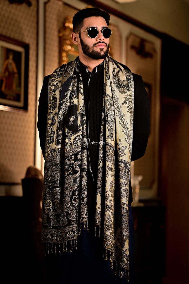 Pashtush India Gift Pack Pashtush His And Her Set Of Bamboo Stoles, Premium Gift Box Packaging, Black and Multicoloured